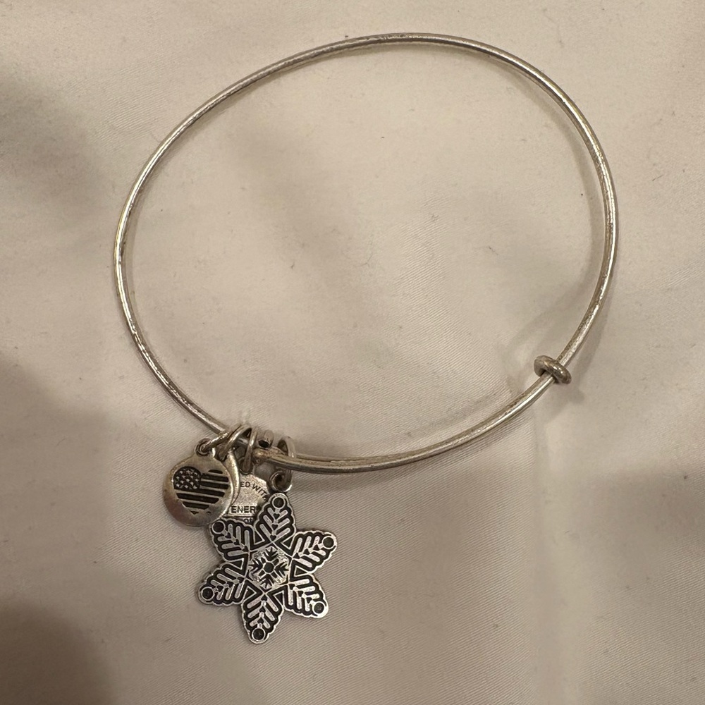 Alex and Ani Womens Star Flower Bangle Rafaelian Silver
